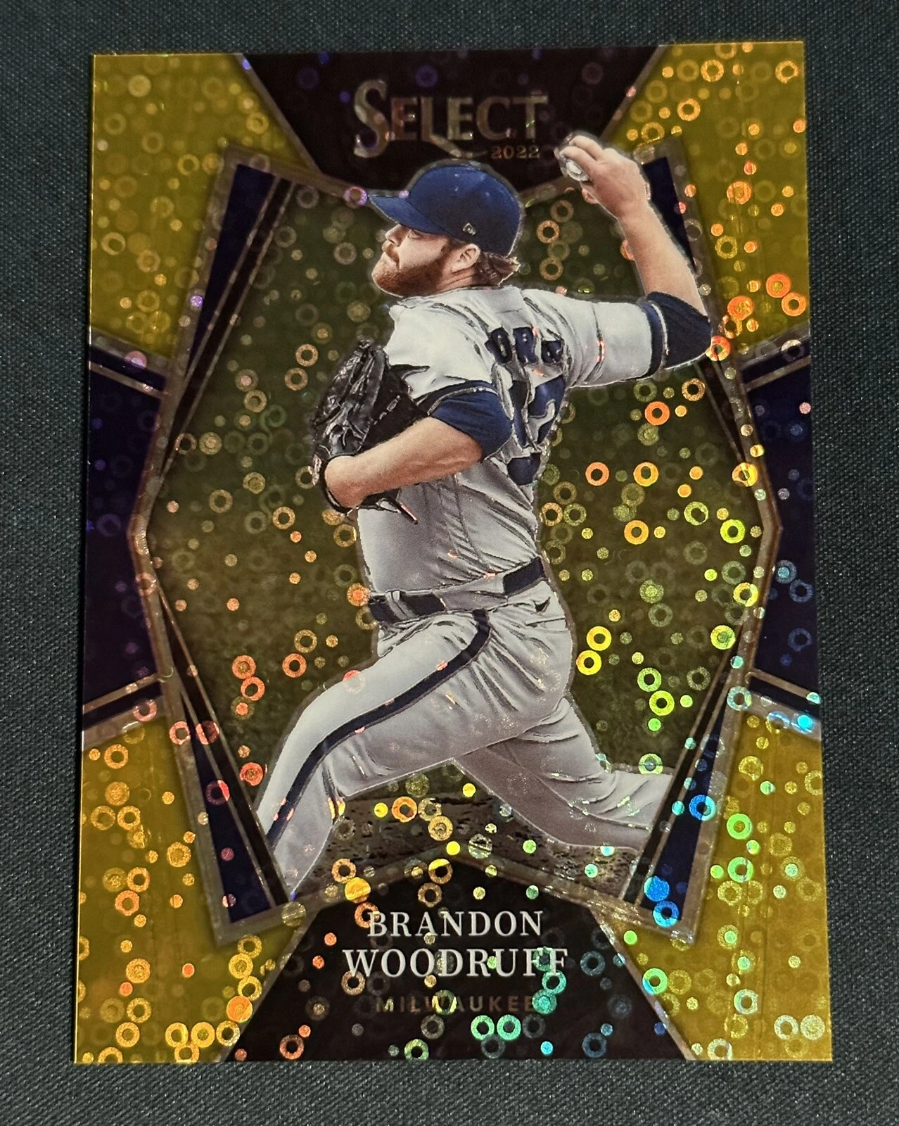 2022 Select Brandon Woodruff Premier Level Gold Disco prizm /10