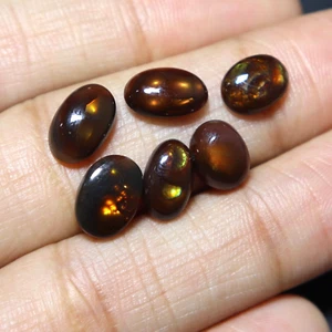 Cabujón de ágata de fuego mexicano natural de 6 piezas ovalado piedras preciosas sueltas cabujón de fuego - Imagen 1 de 5