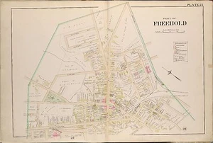 1889 FREEHOLD, MONMOUTH COUNTY NEW JERSEY ST. PETER'S CHURCH WOLVERTON ATLAS MAP - Picture 1 of 3