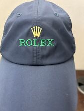 ROLEX Blue Microfiber Hat Cap with Green/Gold Logo Adjustable Golf