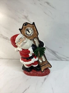 Vintage Ceramic 1997 Christmas Santa Holding Clock Figurine Hand Painted Decor J - Picture 1 of 9