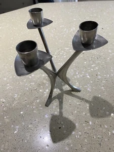 Vintage 1950’s/1960’s Danish Pewter Triple Candlestick Holder - Picture 1 of 5