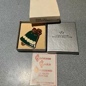 Christmas Wallace Silversmiths Pewter Enameled Cookie BELL MINT W/BOX - Picture 1 of 3
