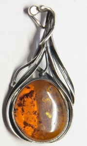 Baltic sea  Amber Bernstein Anhänger Pendant Brosche Brooch Silber  Nr.77 - Bild 1 von 2