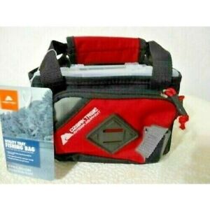 Ozark Trail Fishing Tackle Box Bag Utility Tray Zipper Tool Holder Red Black NEW