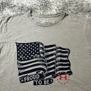 Under Armour Heat Gear Loose Shirt Proud to Be American USA Flag Freedom Medium - Picture 1 of 6
