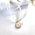 Pearl Necklace Pendant Gold Diamante Bridal Jewellery Ivory Gift Wedding UK