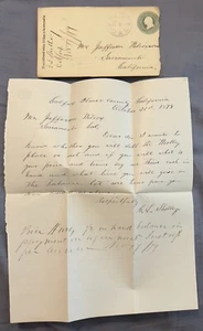 1879 COLFAX FANCY CANCEL COVER WITH LETTER, ASKING IF HE WILL SELL THE WOOLLEY - Picture 1 of 6