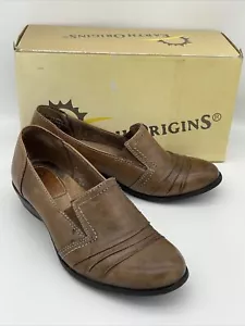 EARTH ORIGINS LAUGHLIN BROWN LEATHER SLIP ON LOAFER WOMENS Shoes Size 7M W/Box - Picture 1 of 5