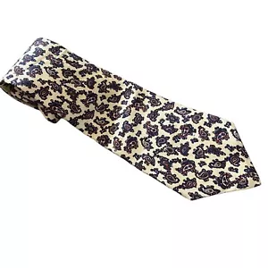 Oscar De La Renta 100% Silk Cream Paisley Print Necktie 3 3/4” x ~58” USA - Picture 1 of 5