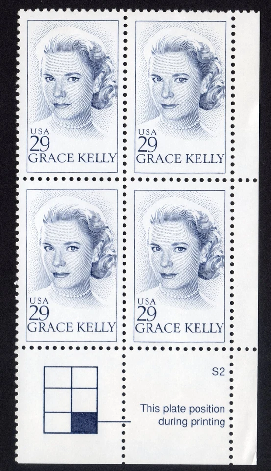 Scott #2749 Grace Kelly Plate Block of 4 Stamps - MNH P#S1 PC#1 - Image 1 of 1