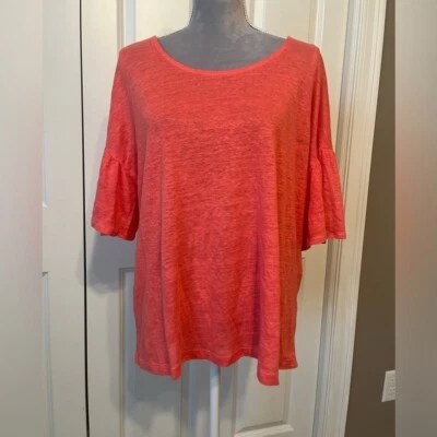 Top Rachel Zoe 100% lino con volantes manga volante talla LG Foto 1 de 4
