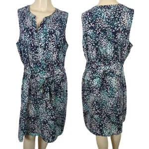 Ann Taylor Factory sleeveless geometric black blue white summer shift dress XL - Picture 1 of 14