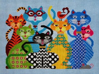 Needlepoint HandPainted JP Needlepoint Cattitude 14x11 - Image 1 of 4