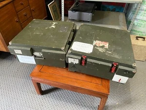TWO MILITARY ROYAL AIR FORCE WOODEN CONTAINERS INDUSTRIAL VINTAGE 62 X 62 X 30 - Picture 1 of 19