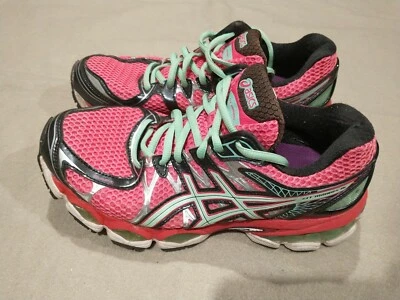 Scarpe da donna ASICS GEL NIMBUS 16 T485N taglia 7 running palestra rosa verde - Immagine 1 di 4