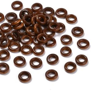 Wooden Rings Macrame Linking Beads Hoops Dyed Brown SMALL 12mm Diameter 50pcs - Picture 1 of 10