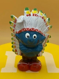 Smurfs 20144 American Indian Chief Smurf Colorful Headdress Vtg Figure Schleich - Picture 1 of 5