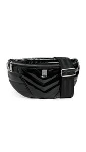 Women's Little Runaway Belt Bag, Black Patent With Silver Hardware, One Size - Picture 1 of 4