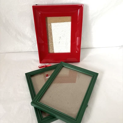 Lote de 3 Marcos de Fotos Navidad Colores Rojo Verde Plástico Vintage Foto 1 de 4