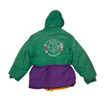 Chaqueta reversible vintage Nautica Expedition abrigo acolchado de plumón de pato talla L para adulto Foto 1 de 4