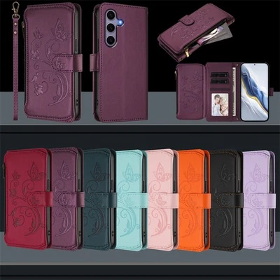 Embossed Case Flip Wallet Zip Cover for Samsung S25 S24 S23 S22 S21 S20 S10E S10 - Image 1 of 4