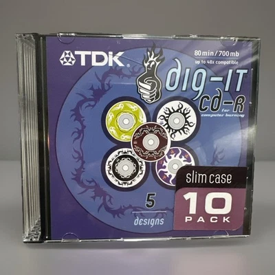 TDK 80 MIN 700 MB 48X Speed Dig-It Compatible Music CD-R Audio Recording 10 Pack - Image 1 of 4