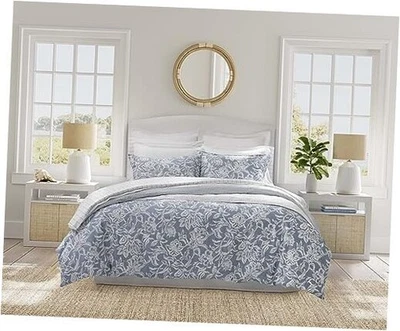 - Juego de edredón, juego de cama reversible de algodón, dormitorio doble tortola azul Foto 1 de 4