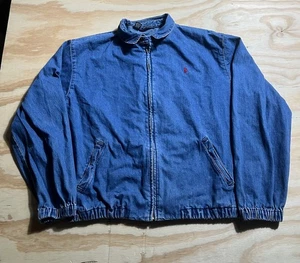 Vintage Polo Ralph Lauren Full Zip Blue Denim Jacket Mens Size XL Made In USA - Picture 1 of 7