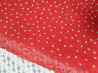 Vintage Red Dotted Swiss fabric 24 x 44" Sheer flocked Doll Baby dresses - Image 1 of 3