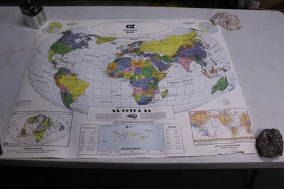  Armadillo Projection of the World Map 28 3/4" wide x 23" Vintage - Image 1 of 4