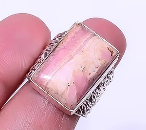 Rhodochrosite - Argentina Silver Plated Bali Ring s.6 A386, Christmas Gift - Picture 1 of 6