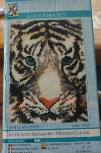 Euro Craft Tiger Latch Hook Kit Canvas Partially started 20×27  - Picture 1 of 8