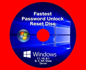 Windows Instant Password Reset Disc for Win 11, 10, 8.1, 8, 7, XP, Vista, Server - Picture 1 of 2