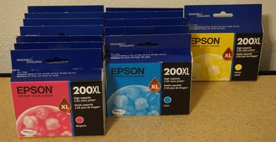 13x Genuine OEM Epson Ink Cartridges 200XL 5x Cyan 7x Magenta 1x Yellow - Image 1 of 4