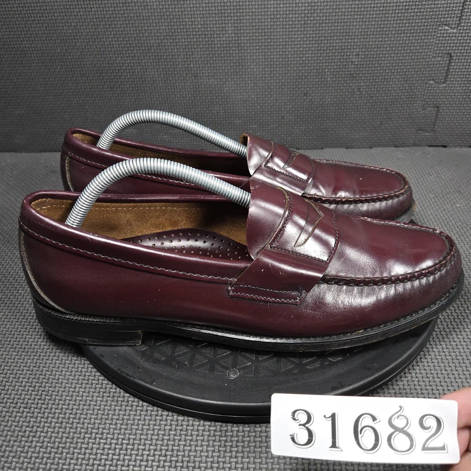 Zapatos de vestir Brooks Brothers Penny Mocasines para hombre talla 10 cuero borgoña hechos en EE. UU. Foto 1 de 4