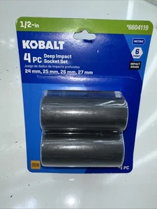 Kobalt 1/2" Drive 24mm 25mm 26mm 27mm 6-Point Deep Metric Impact Socket - Picture 1 of 4