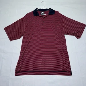 FootJoy Herren M Golf Poloshirt Rot Navy Streifen ProDry Lisle Performance FJ Logo - Bild 1 von 6