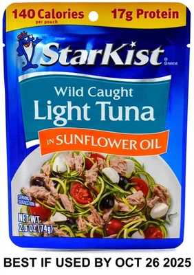 5 StarKist Chunk Light Tuna In Sunflower Oil Single Serve 2.6-Ounce Pouch - Image 1 of 4