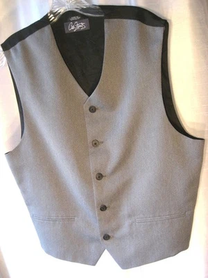 City Streets Med 男式背心 Tiny Checks 深蓝色奶油色 灰色 EC 聚乙烯/人造丝衬里 — 第 1/4 张图片