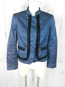 More & More Taftjacke Midnight Navy Blau Schwarz Rüschenbesatz Haken & Ösen - 18 - Bild 1 von 4