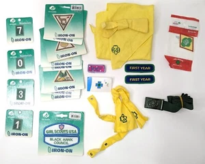 Girls Scout & Brownie Lot Unopened Discontinued Badges Scarves Tie belt - Picture 1 of 8