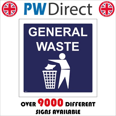 GE171 GENERAL WASTE SIGN GARBAGE RUBBISH BIN KEEP BRITAIN TIDY TIP REUSE RECYCLE - Image 1 of 2