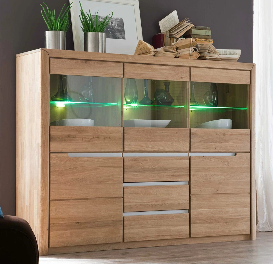 Quadrato Florenz Massivholz Highboard wildeiche Anrichte Buffetschrank massiv - Bild 1 von 1