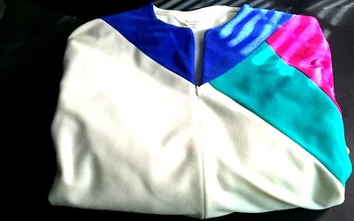  Vtg VANITY FAIR DACRON POLYESTER size P MultiColor Long Zip Front BathRobe USA - Image 1 of 4