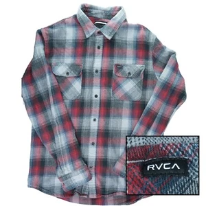 RVCA Men's Regular Fit Flannel Plaid Long Sleeve Heavy Cotton L Skateboarding - Picture 1 of 12