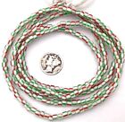 Ghana Green/White Red multi stripes waist seed Beads Glass African Trade Beads
