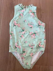 Janie & Jack Girls Floral Mint Green Sleeveless One-Piece Swimsuit Size 18 - Picture 1 of 4