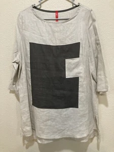I.C. by Connie K. Gray Linen Squares Blouse Shirt Top Tunic Size Large, L - Picture 1 of 3