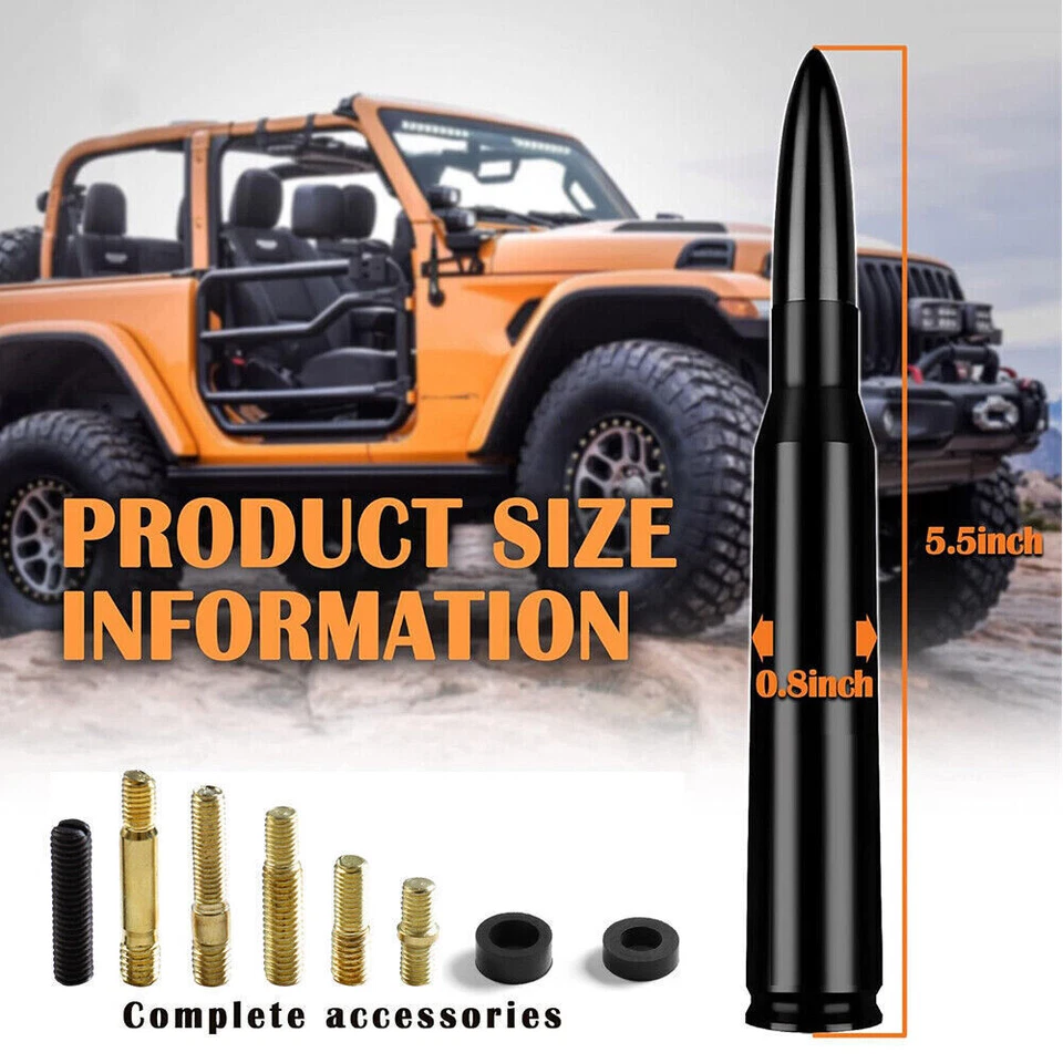Black 50 Cal Bullet Antenna Fits Car Dodge RAM 1500 2500 3500 4500 Pickup Trucks - Image 1 of 4